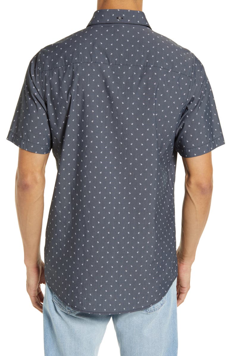 TravisMathew Not Your Best Short Sleeve Button-Up Shirt, Alternate, color, Heather Black