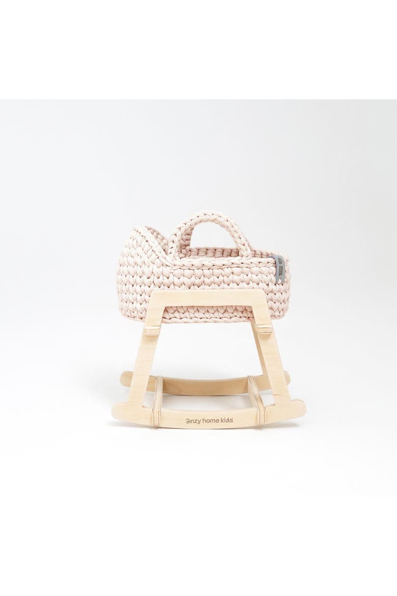Mini Doll Moses Basket w/Rocking Stand, Main, color, Pearl