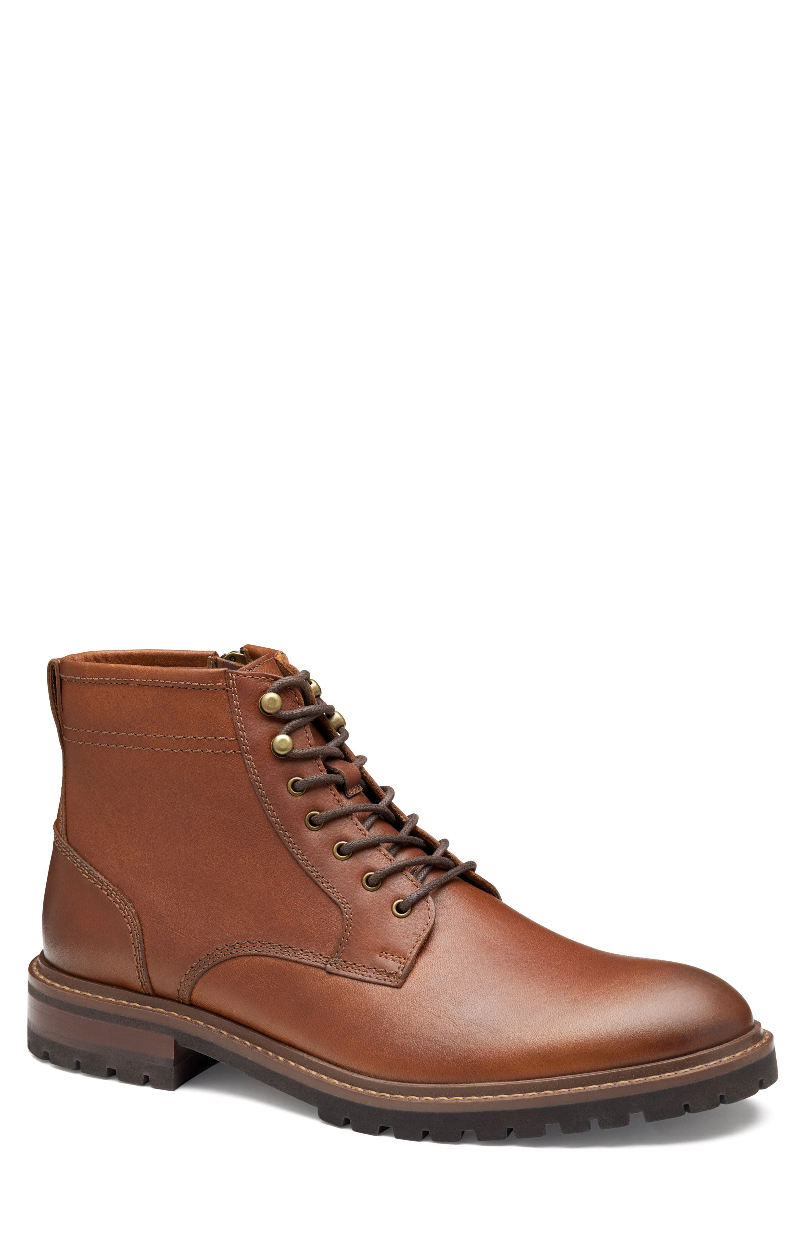 Johnston & Murphy Barrett Plain Toe Boot, Main, color, Tan Full Grain
