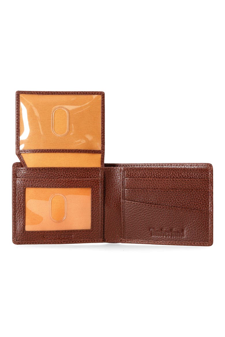 Metal Logo Leather Bifold Passcase Wallet, Alternate, color, COGNAC