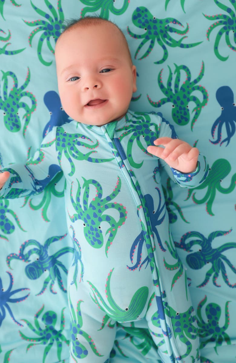 Posh Peanut Fitted Convertible One-Piece Pajamas, Alternate, color, Blue