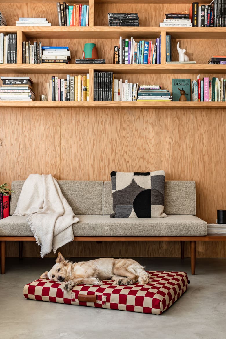 Checker Dog Bed, Alternate, color, Red
