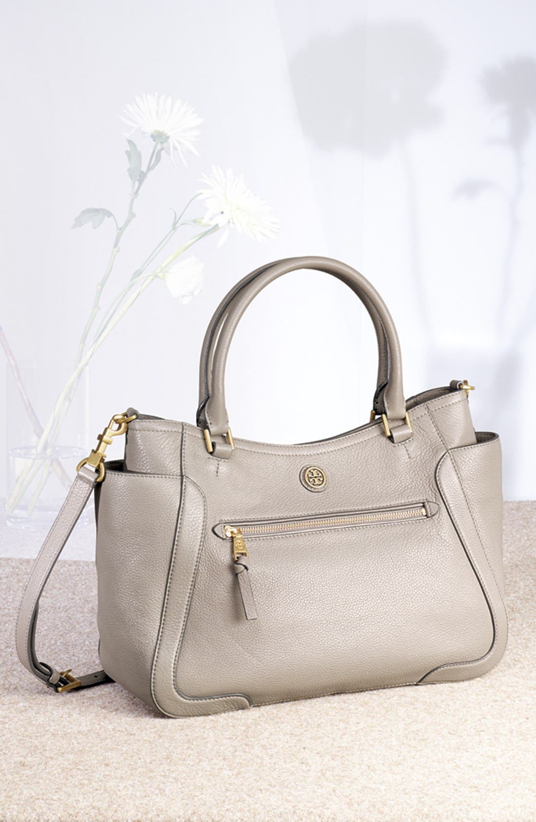 'Frances' Leather Satchel, Alternate, color, BLACK