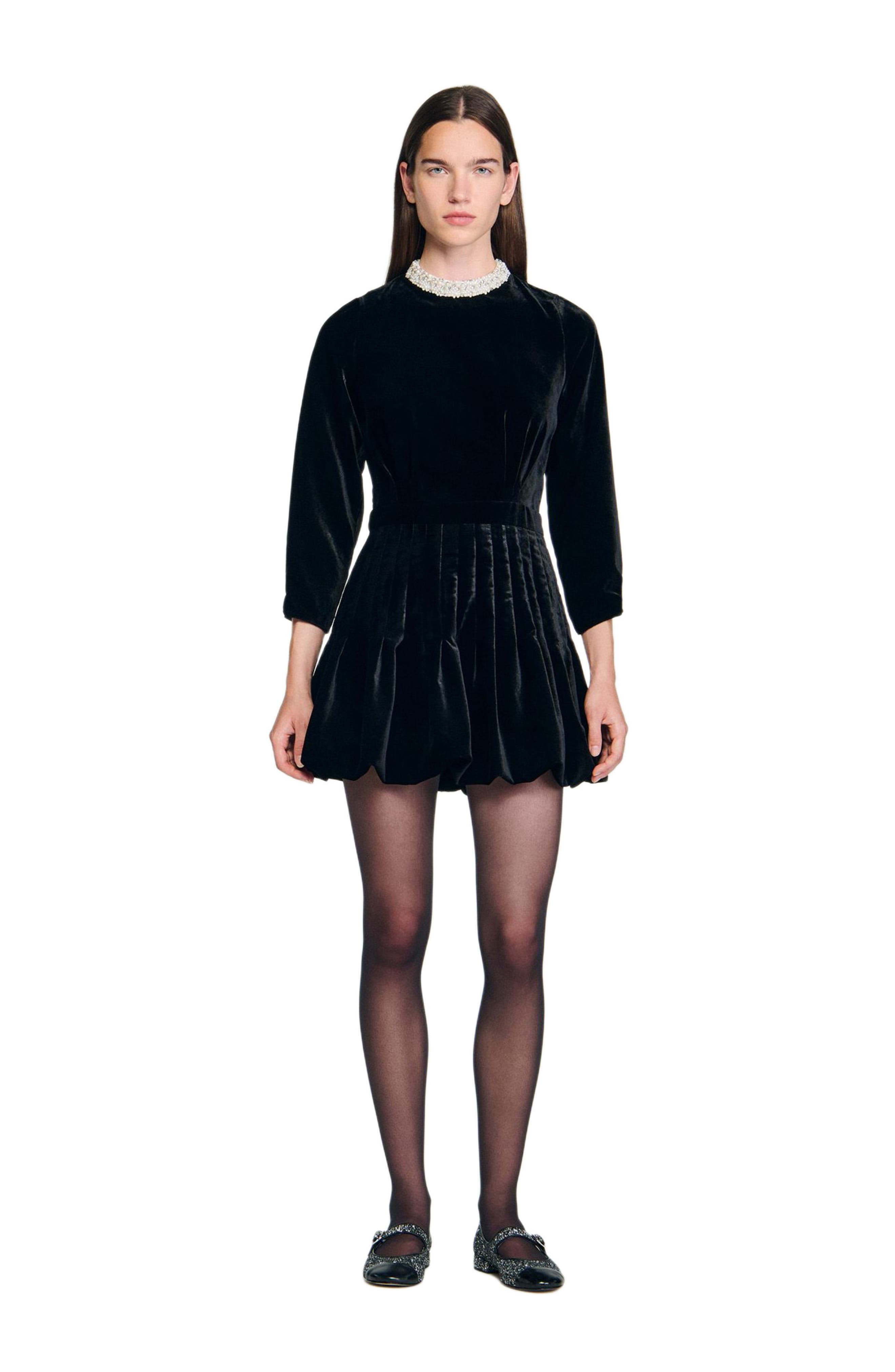 Beaded velvet short dress