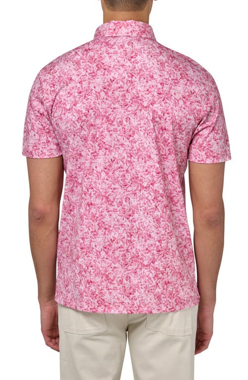 Brooklyn Brigade Abstract Floral Polo In Terracotta
