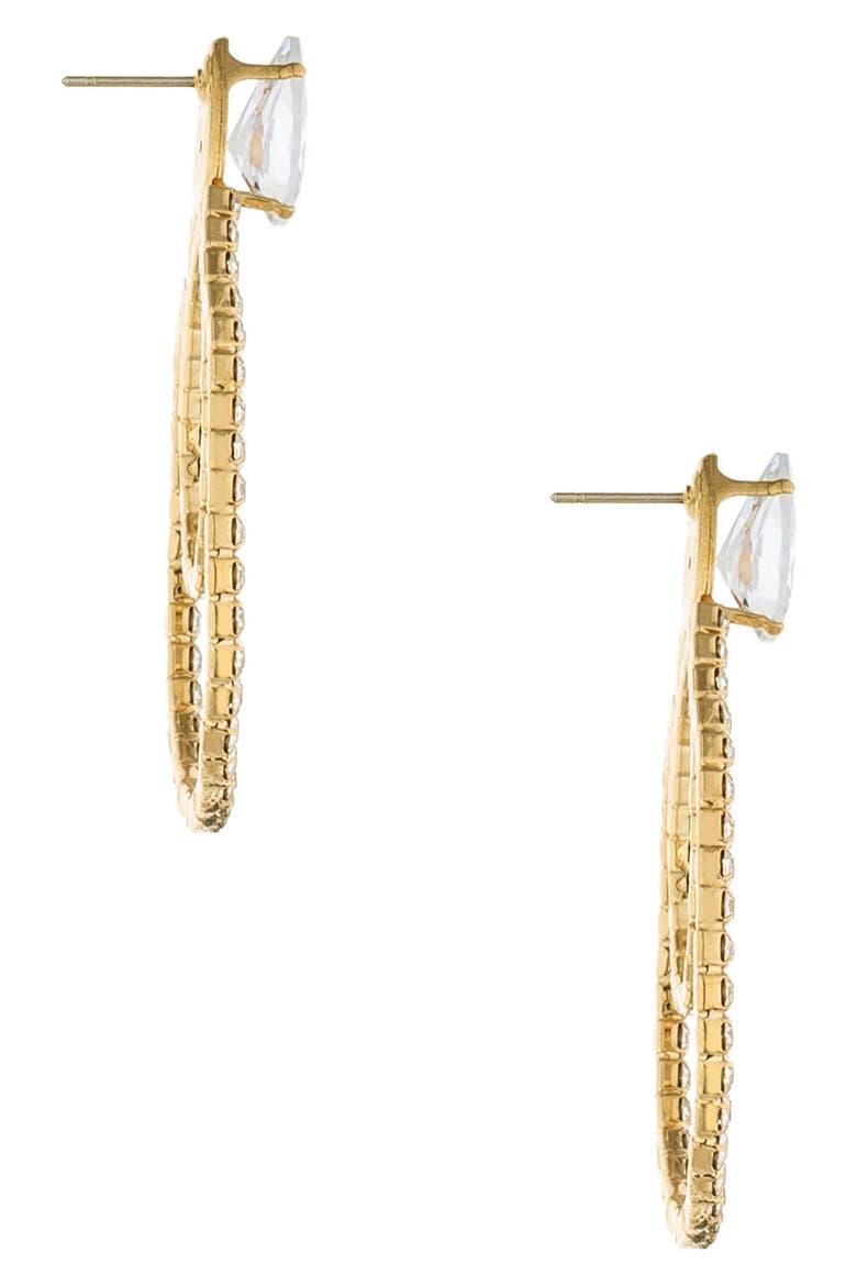 Layered Crystal Frontal Hoop Earrings, Alternate, color, GOLD