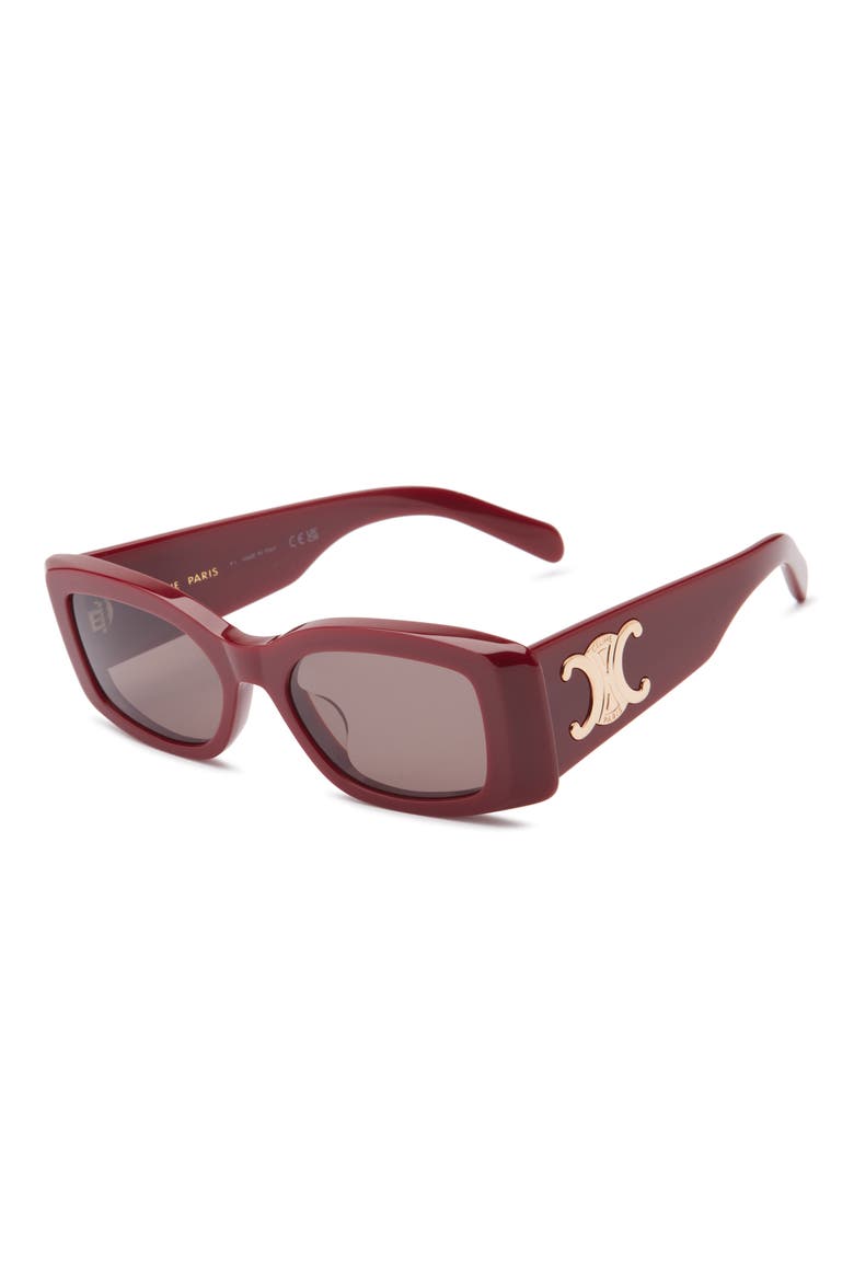 Triomphe 53mm Rectangular Sunglasses, Alternate, color, SHINY BORDEAUX / SMOKE