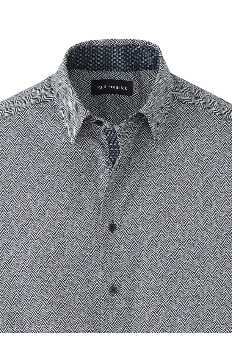 Paul Fredrick Performance Stretch Chevron Casual Shirt, Alternate, color, Black/White