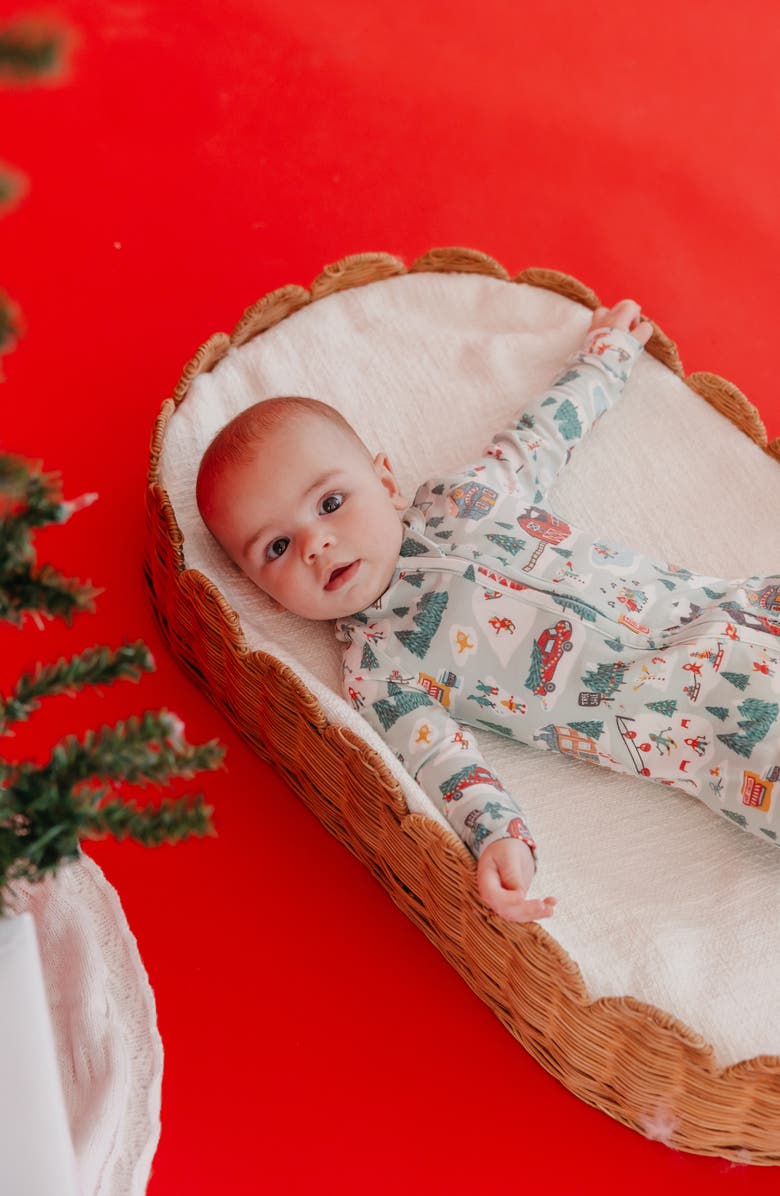 Copper Pearl Snowy Slope Zip Footie, Alternate, color, Snowy Slope