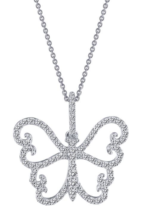 Pavé Butterfly Pendant Necklace