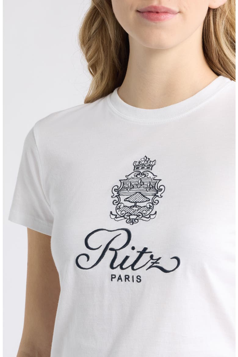 x The Ritz Paris Logo Graphic Baby Tee, Alternate, color, WHITE