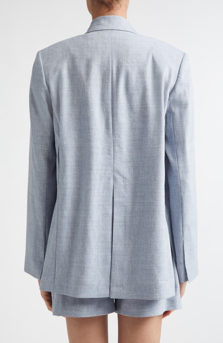 Eleventy Open Front Linen & Wool Jacket, Alternate, color, 130 Sky Blue