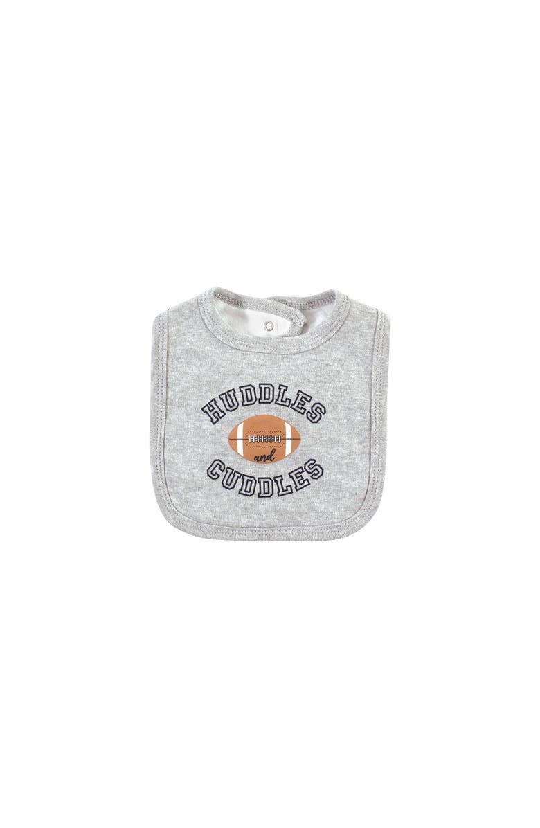 Hudson Baby Cotton Bodysuit, Pant and Bib Set, Alternate, color, Football Huddles