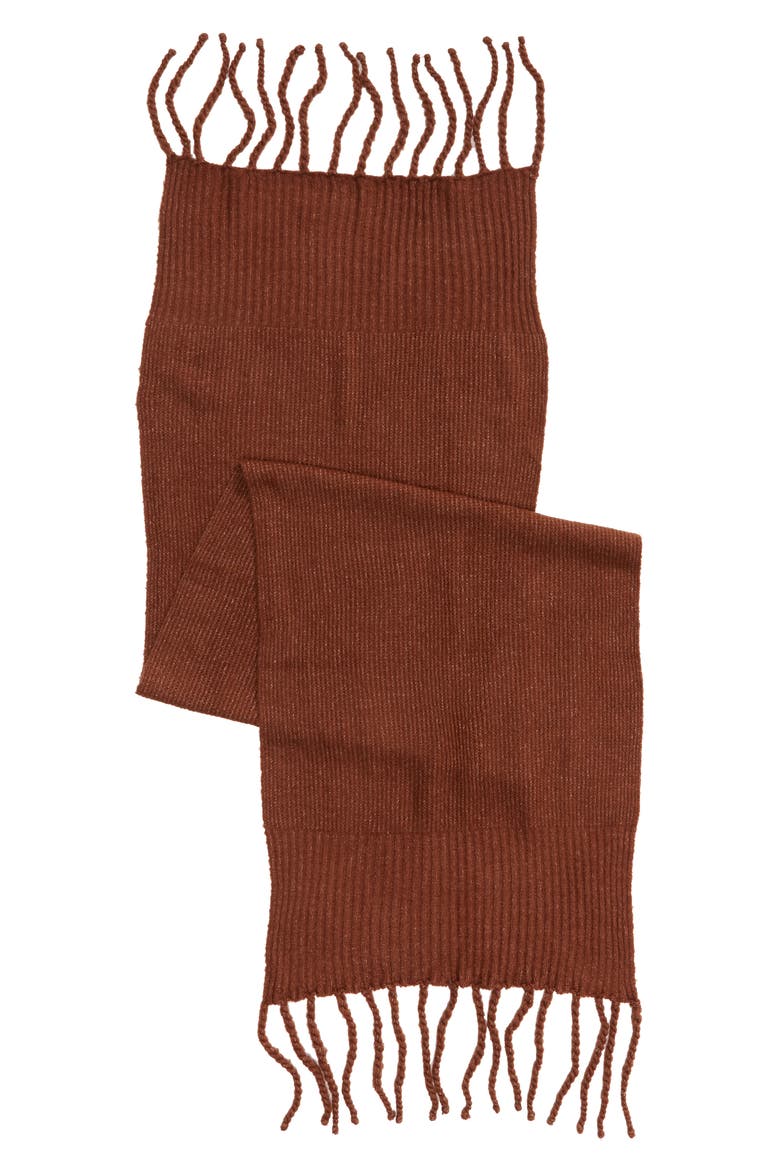 Jaden Rib Knit Blanket Scarf, Alternate, color, BROWN