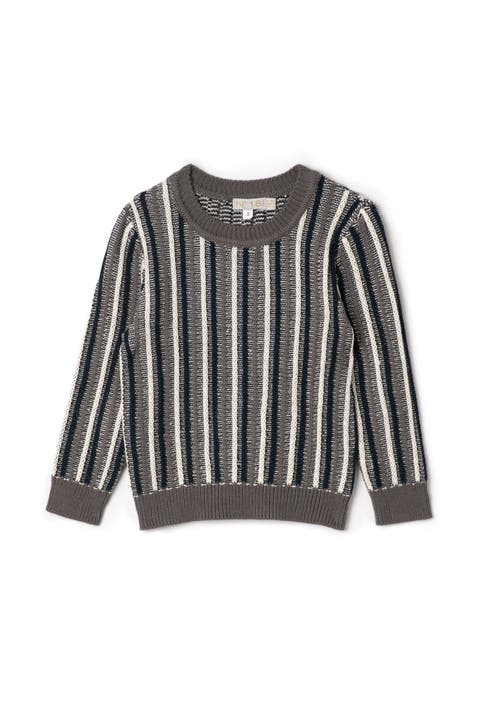 Striped Knit Ribbed Cuffs and Hem Sweater (Toddler, Little Kid & Big Kid)