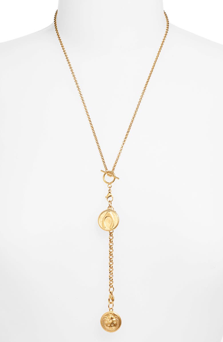 Ellie Vail Layla Double Medallion Y-Necklace, Main, color, 