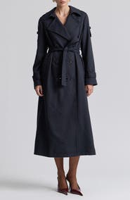 Avec Les Filles Relaxed Double Breasted Jacquard Trench Coat