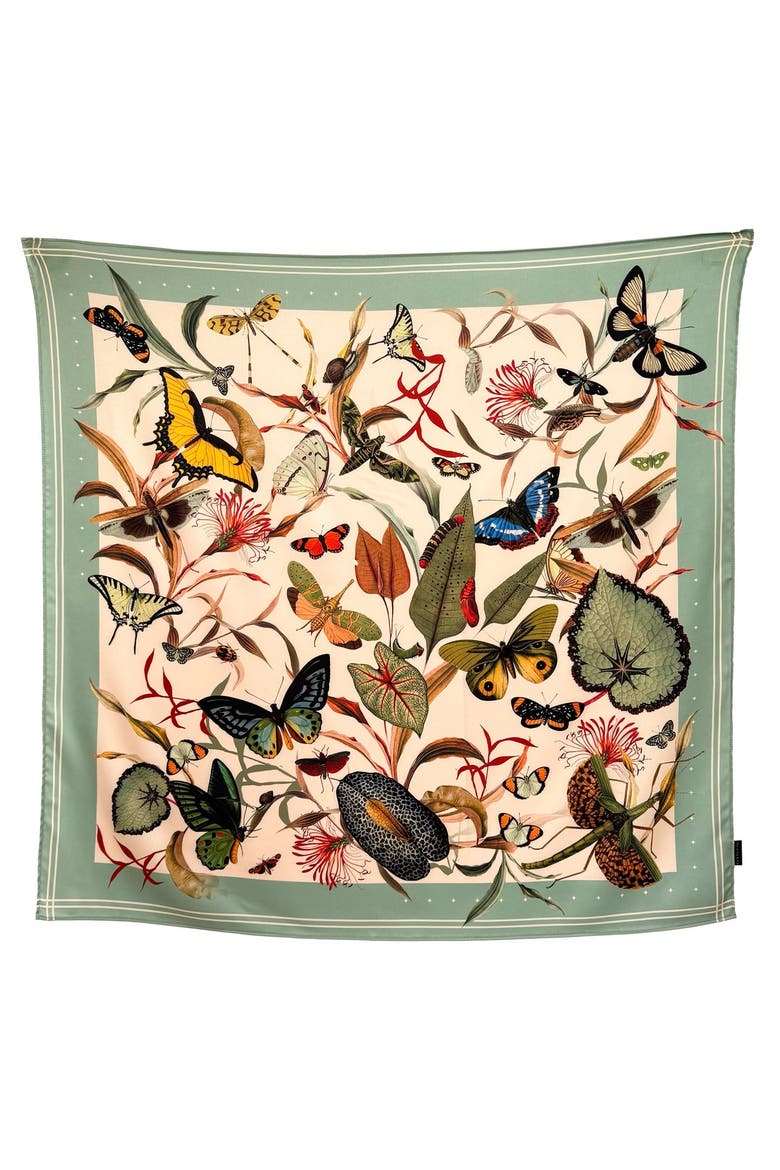 Scarf Aqua Butterfly, Main, color, Blue Green