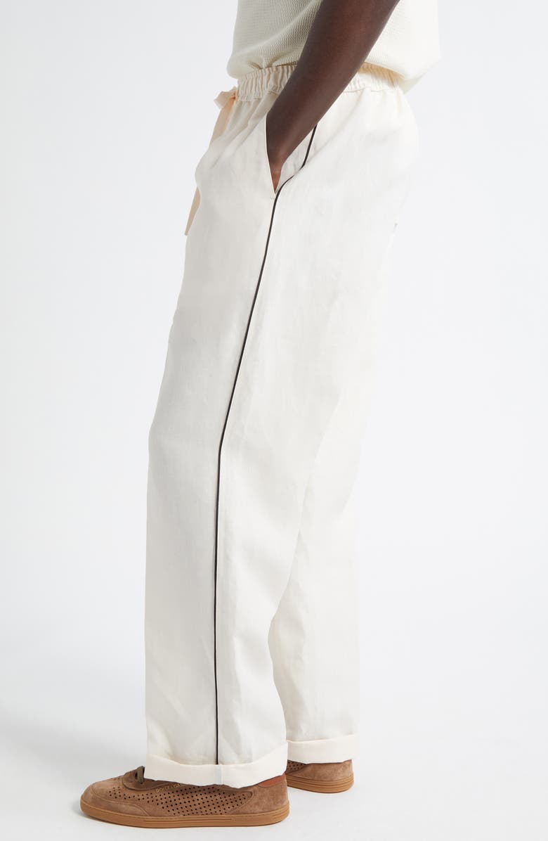 Dolce&Gabbana Linen & Silk Pajama Pants, Alternate, color, W0001 Natural White