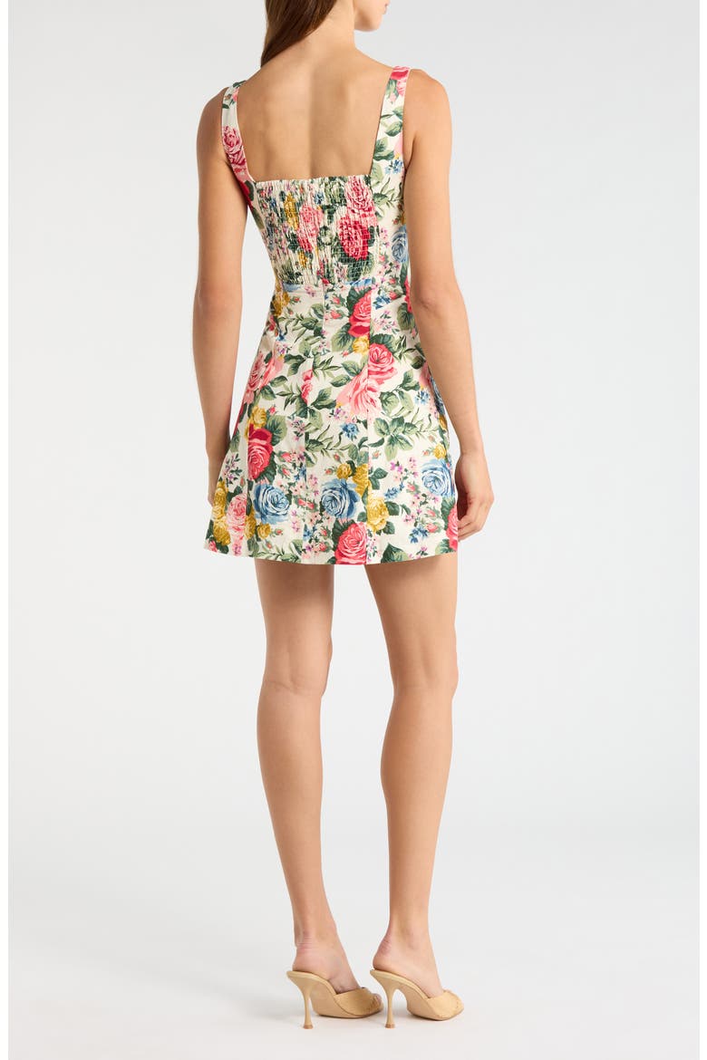 Rosemary Floral Linen Blend Minidress, Alternate, color, IVORY ROSES