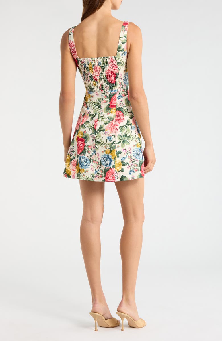 WAYF Rosemary Floral Linen Blend Minidress, Alternate, color, Ivory Roses