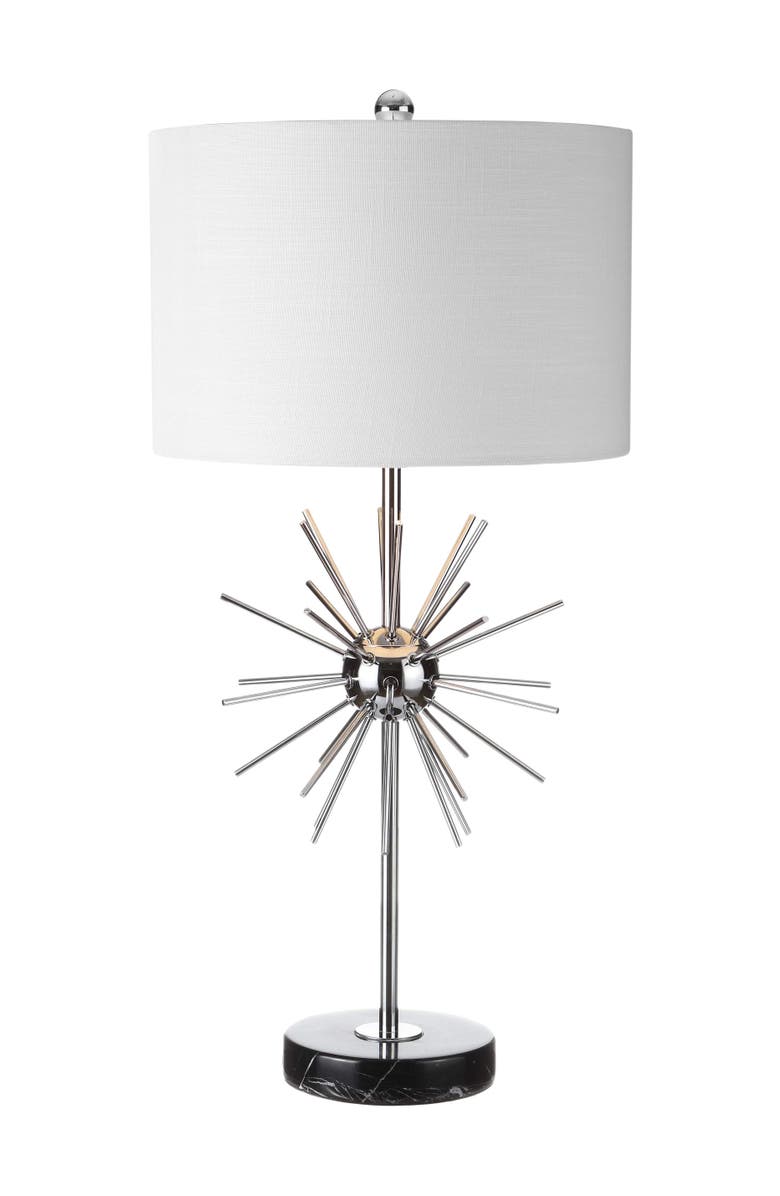JONATHAN Y Aria 31.5" Metal/Marble LED Table Lamp, Chrome, Alternate, color, Chrome