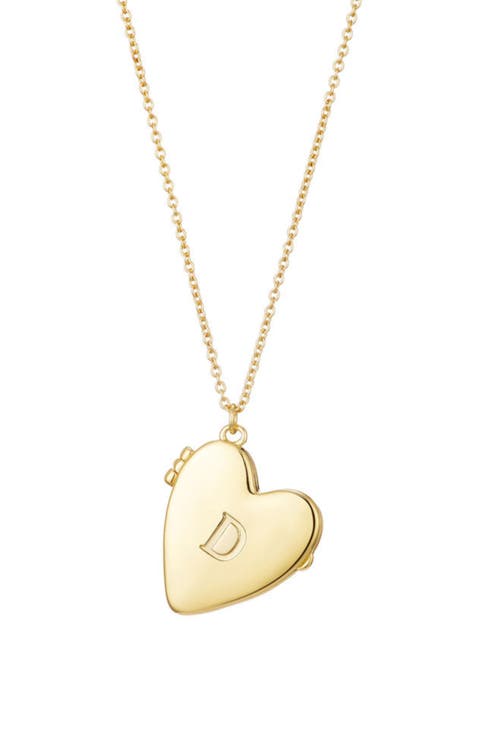 Initial Heart Locket Pendant Necklace