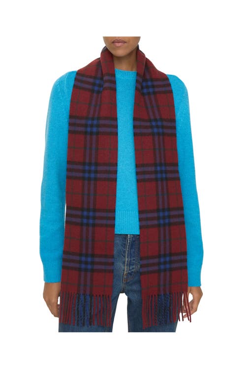 Burberry Narrow Check Cashmere Scarf In Brown