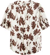 Anne Klein Shirred Short Sleeve Button-Up Shirt