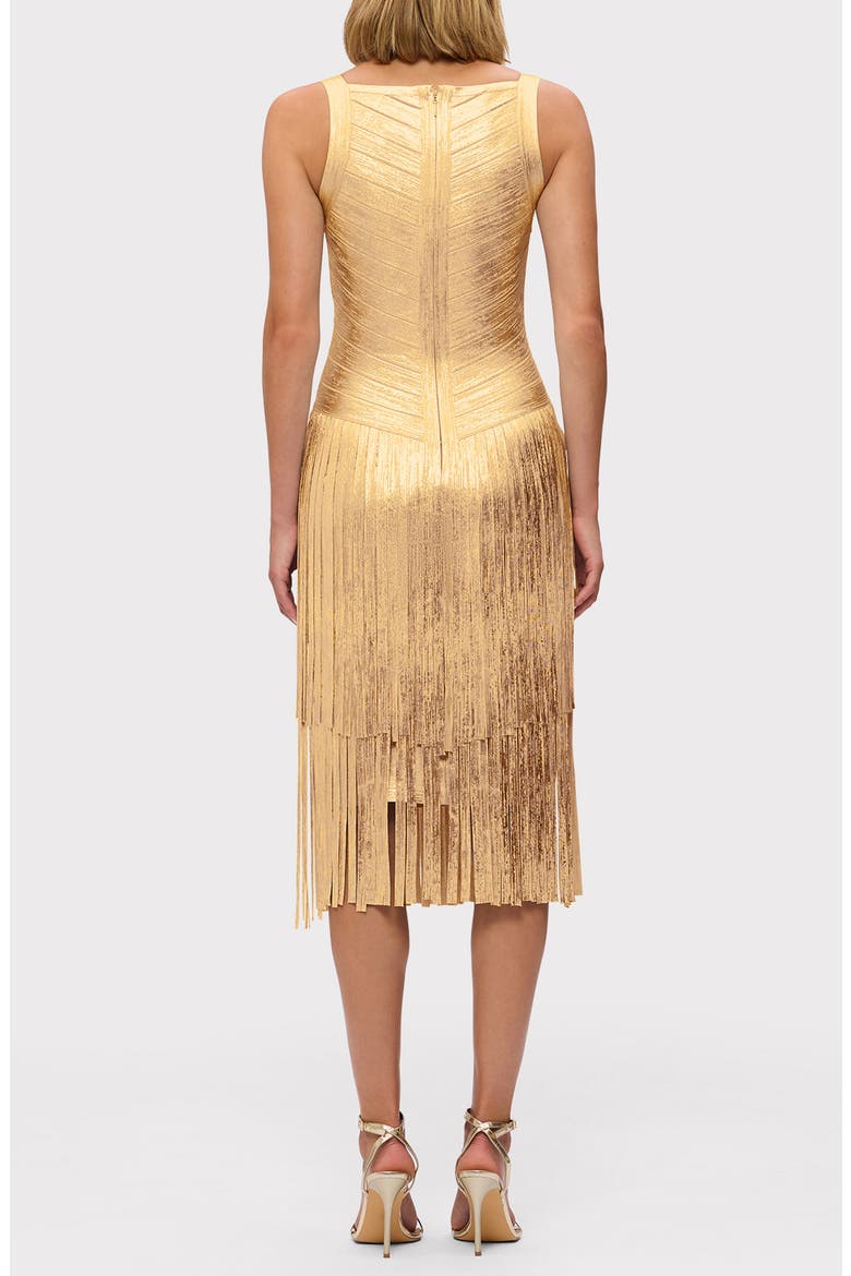 The Metallic Mischa Fringe Dress, Alternate, color, GOLD FOIL