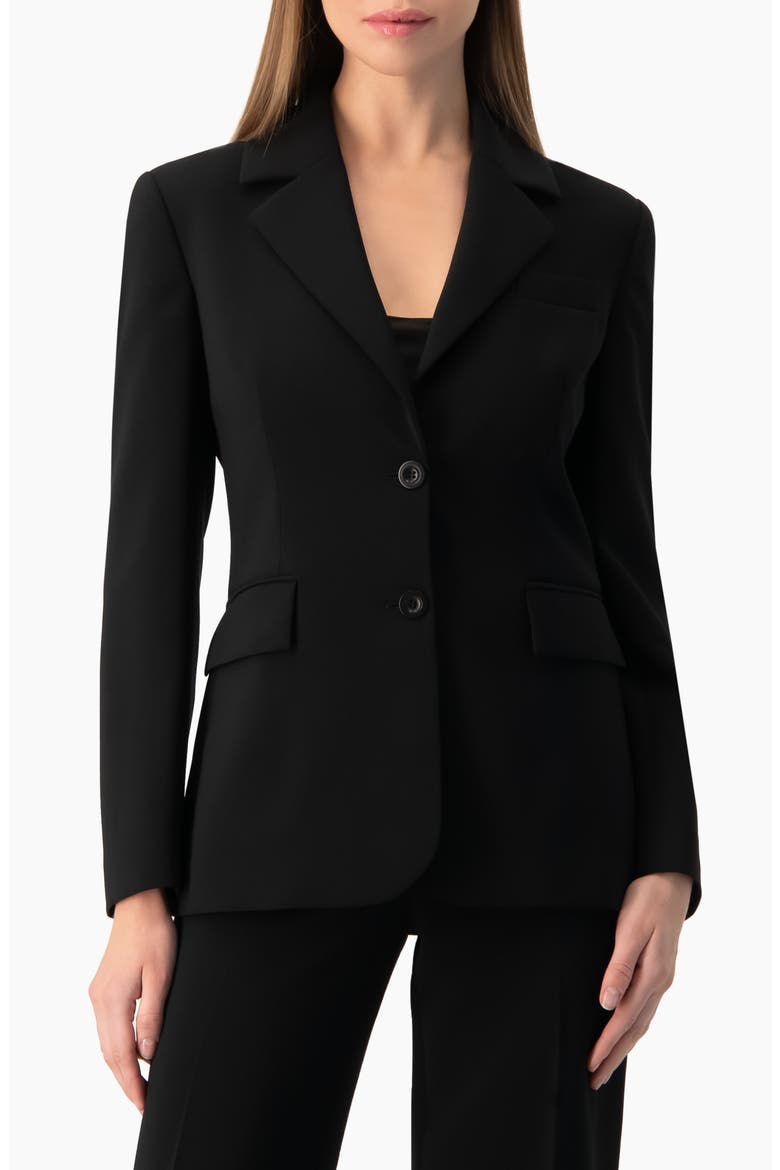 Tailored Two-Button Black Power Blazer, Main, color, Black