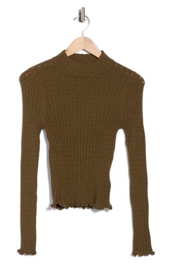 Elodie Pointelle Stitch Top In Green