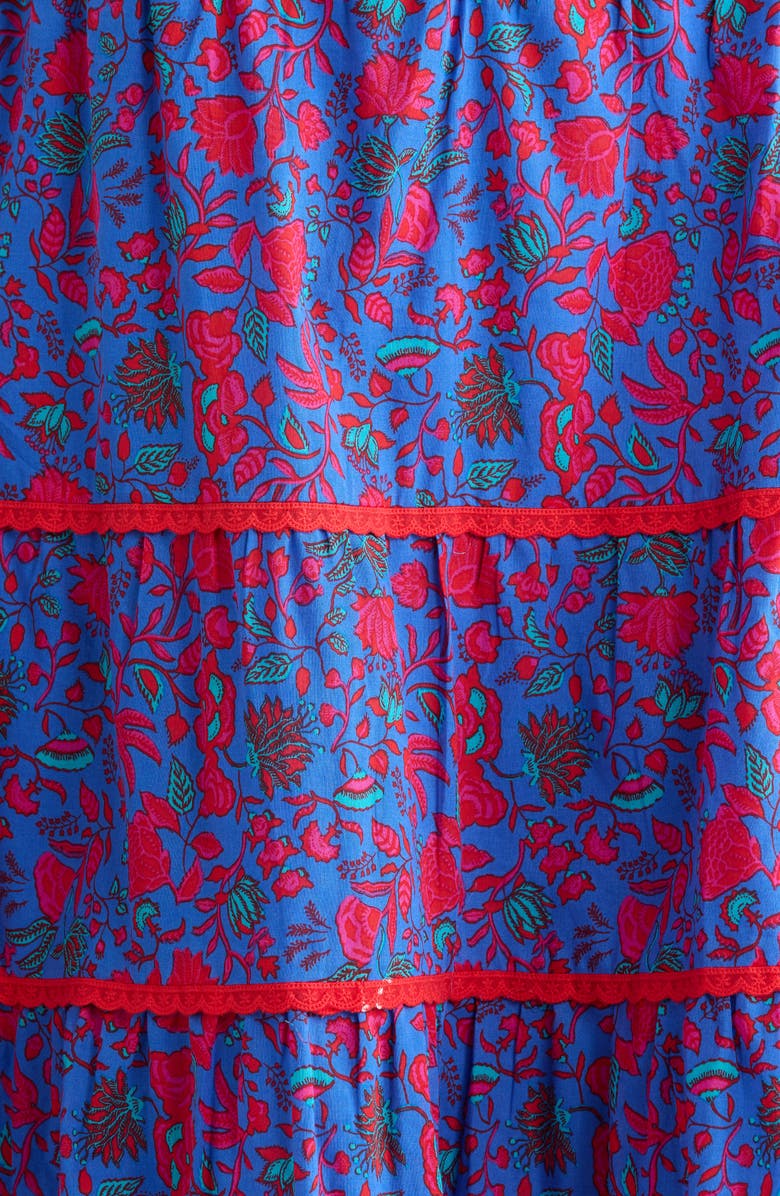 SUGARLIPS Tanya Korra Floral Tiered Shift Dress, Alternate, color, Blue-Fuchsia