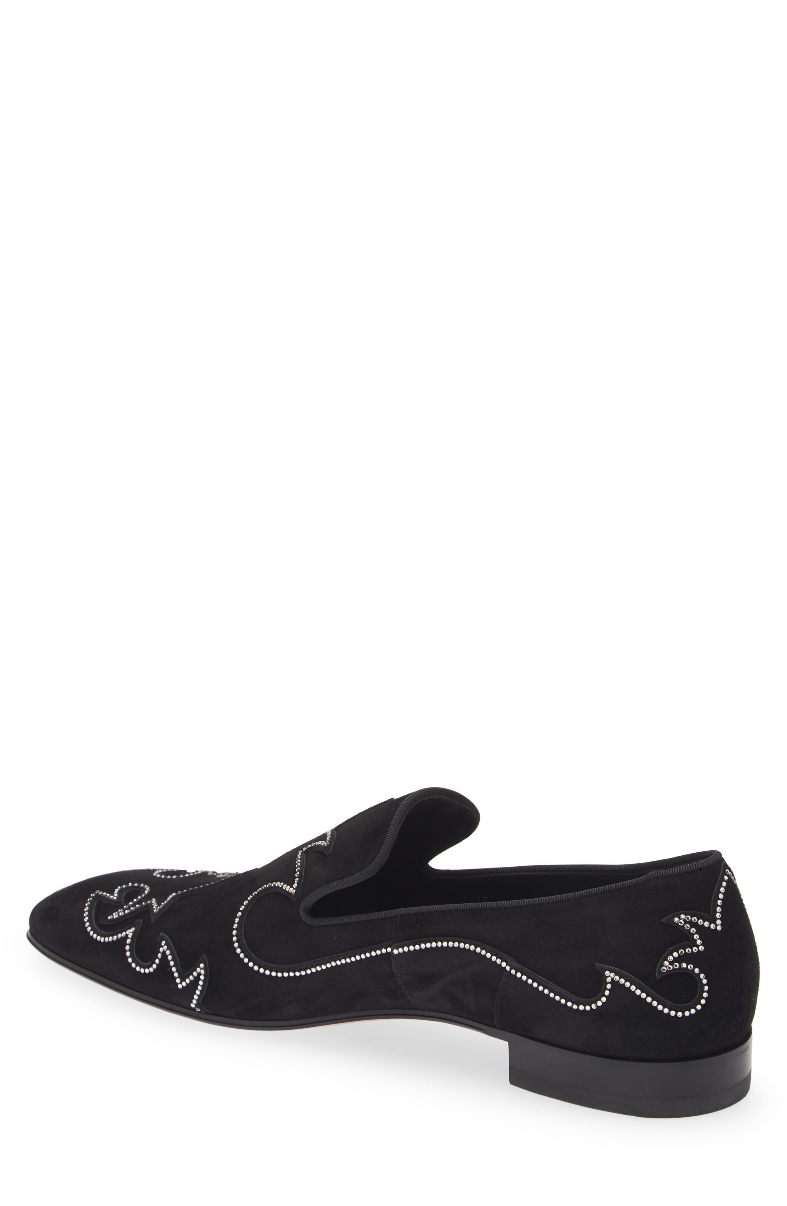 Christian Louboutin Dandysiago Embellished Loafer, Alternate, color, Black