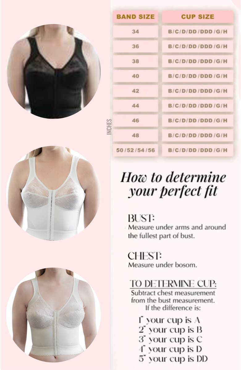 Cortland Intimates a Division of Rago Front Closure Back Support Long Line Bra, Alternate, color, Black