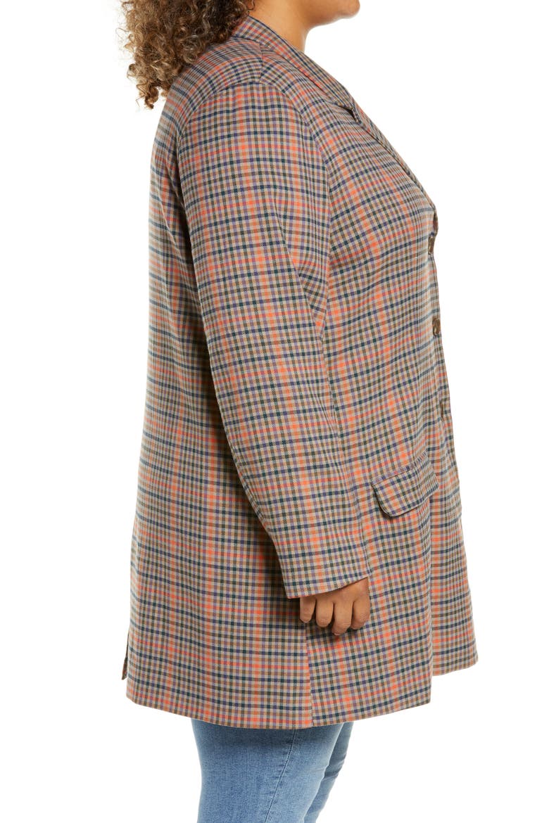 BB Dakota Plaid Boyfriend Blazer, Alternate, color, CAMEL PLAID