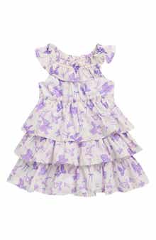 Sara Sara Kids' Bow Print Tiered Dress