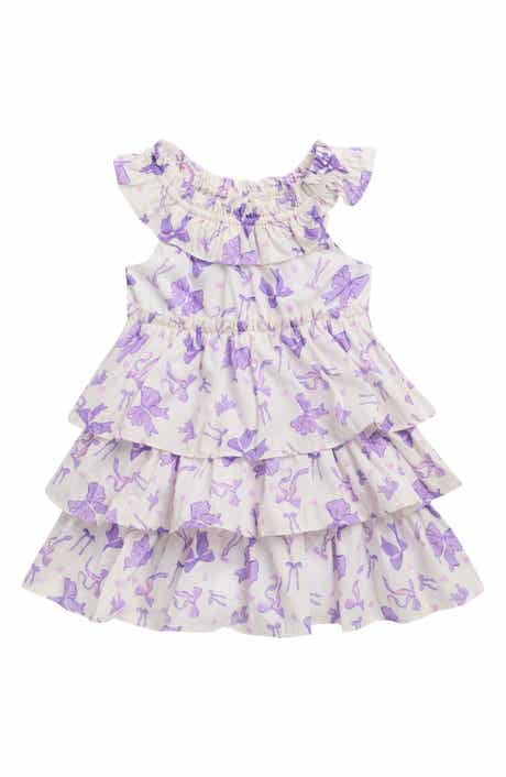 Sara Sara Kids' Bow Print Tiered Dress