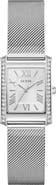 GUESS Crystal Bezel Tank Mesh Strap Watch, 17mm x 23mm