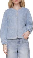 Avec Les Filles Floral Embroidered Crop Barn Jacket