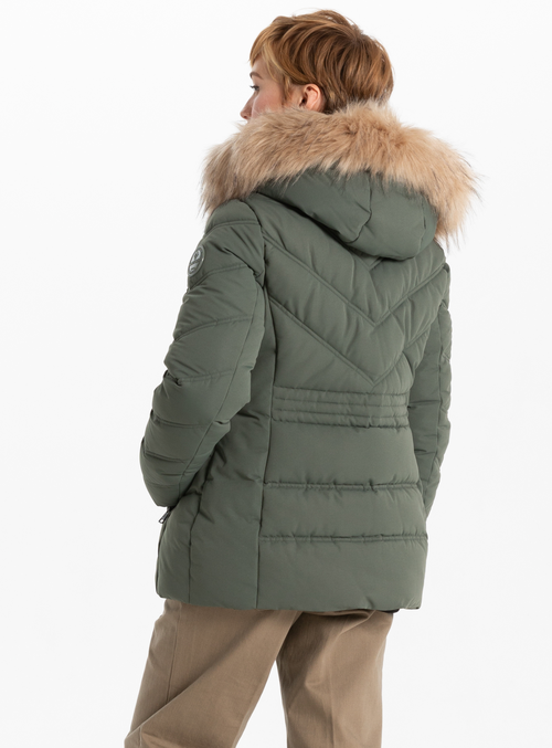 Point Zero Chevron Quilting Bomber In Moss