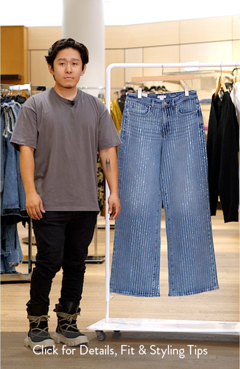 Good Ease Rhinestone Embellished Wide Leg Jeans, sales video thumbnail