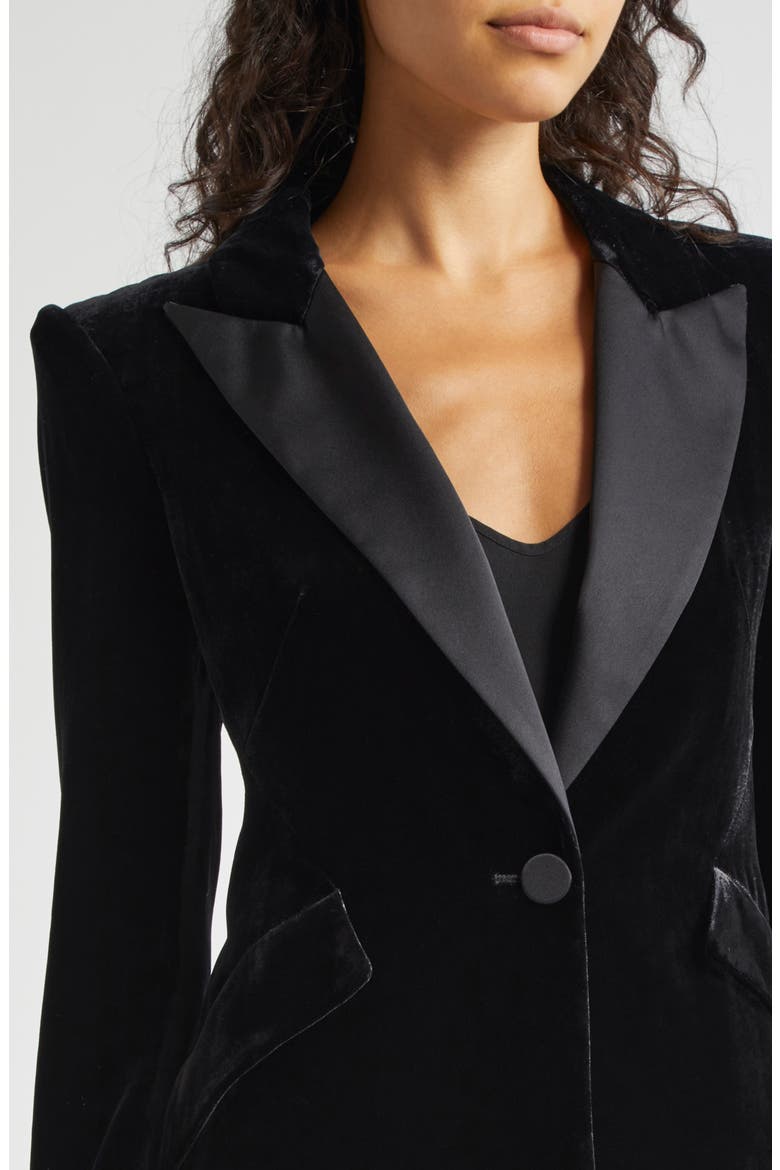 Sheila Structured Velvet Blazer, Alternate, color, BLACK