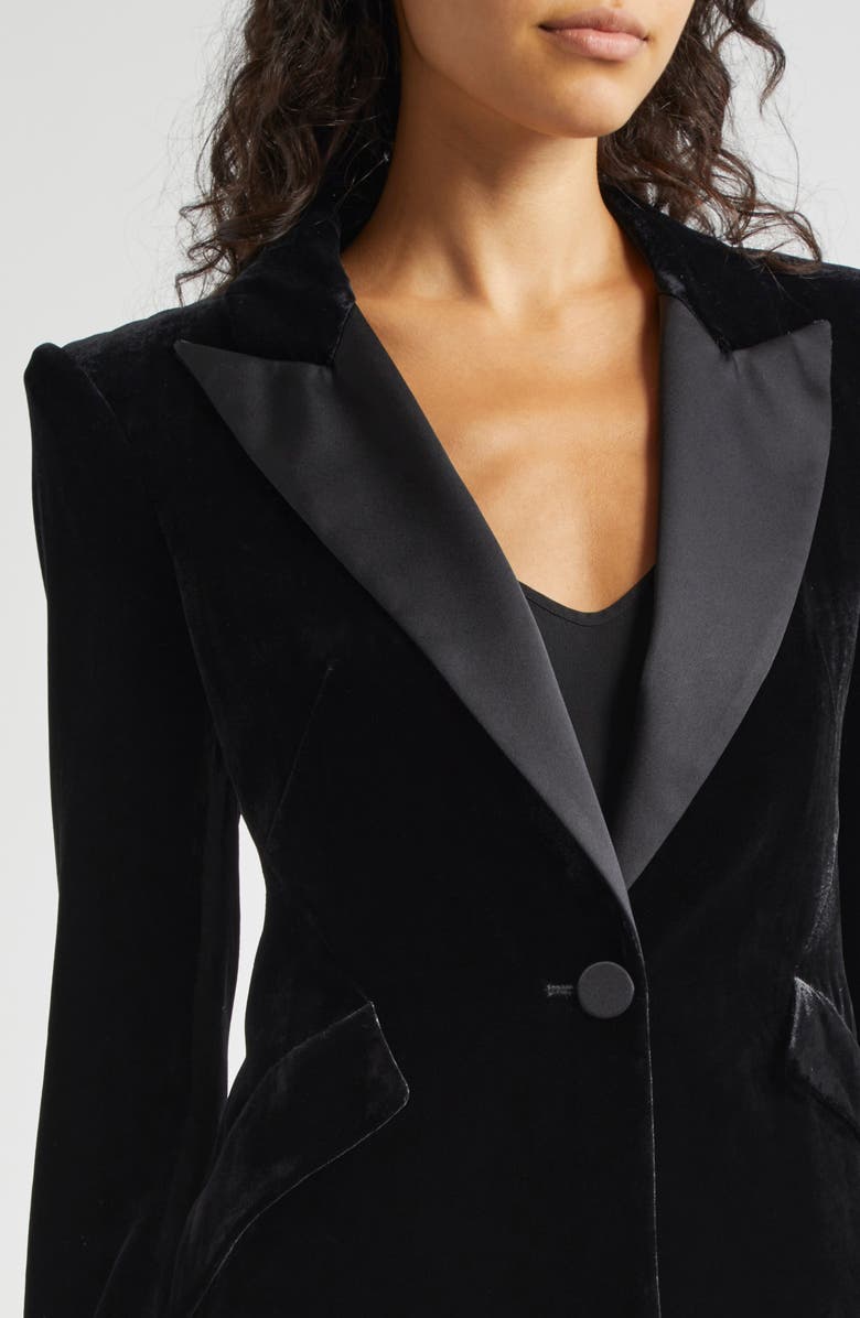 L
AGENCE Sheila Structured Velvet Blazer, Alternate, color, 