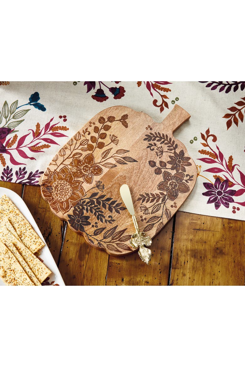 Fall Pumpkin Acacia Wood Serving Board Natural 10 x 13.25 in, Alternate, color, Brown