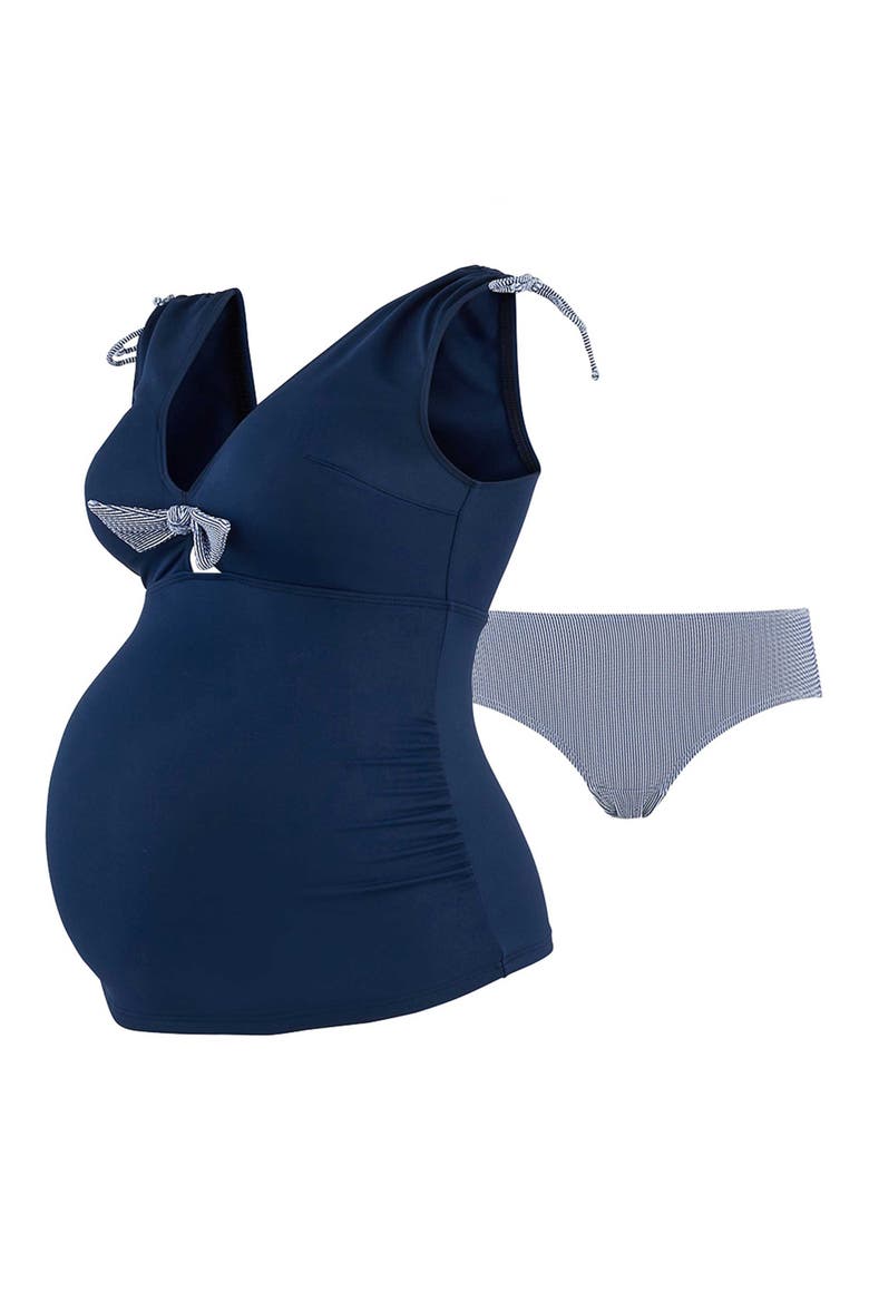 St. Tropez Maternity Tankini Swimsuit, Alternate, color, MARINE