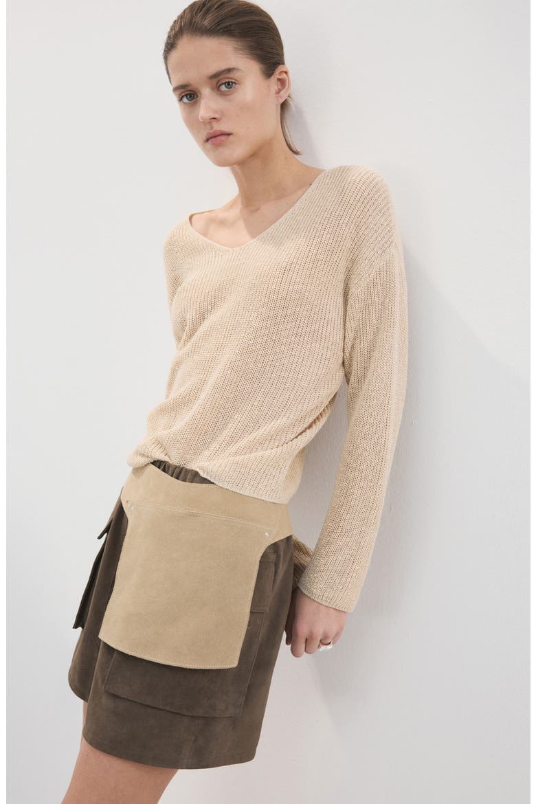 V-Neck Sweater, Alternate, color, SAND