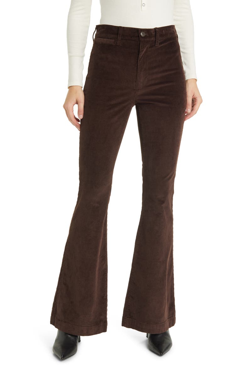 Perfect Flare Corduroy Pants, Main, color, DARK COFFEE