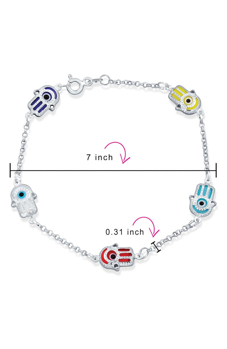 BLING JEWELRY Hamsa Evil Eye Chain Bracelet, Alternate, color, Multi-Color