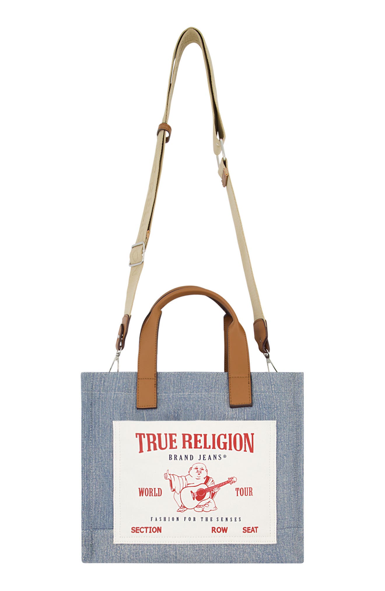 True Religion Brand Jeans Twill Medium Tote Bag, Alternate, color, Denim